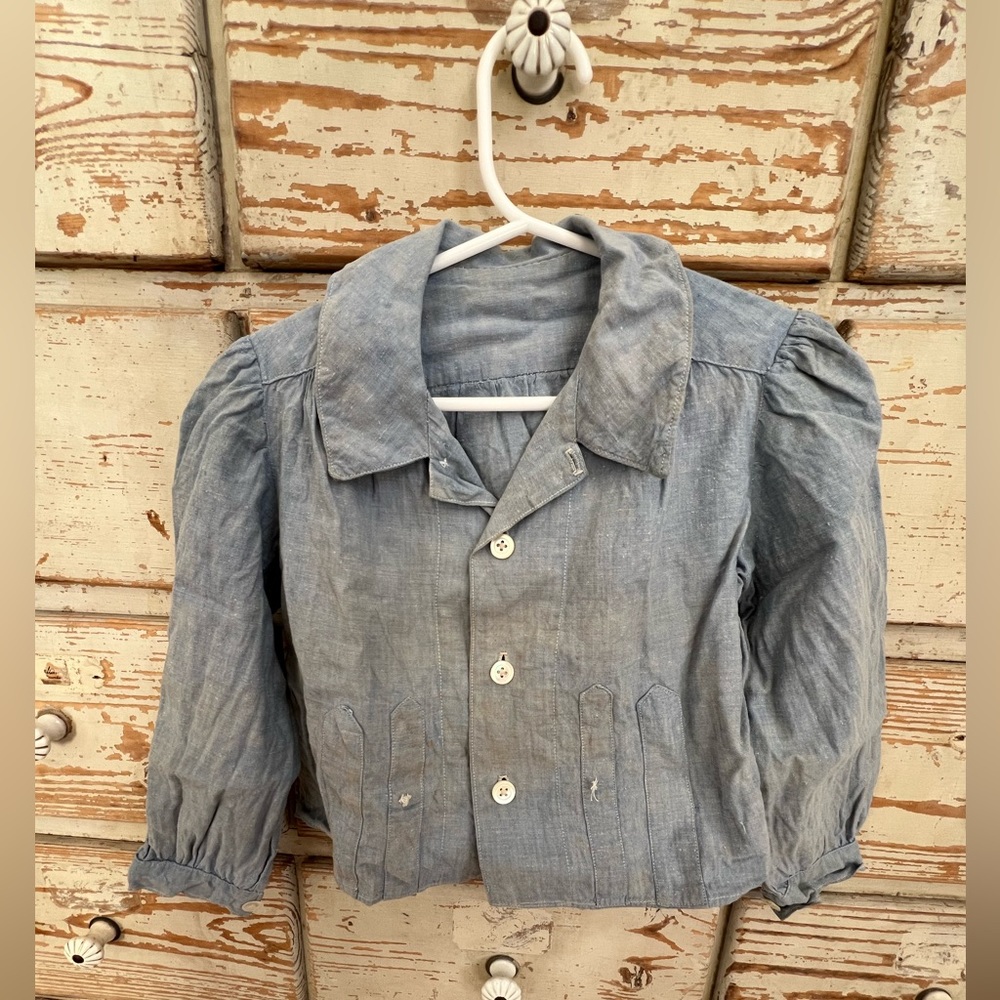 Cute vintage French cotton shirt 18 - 24 months or small 2t